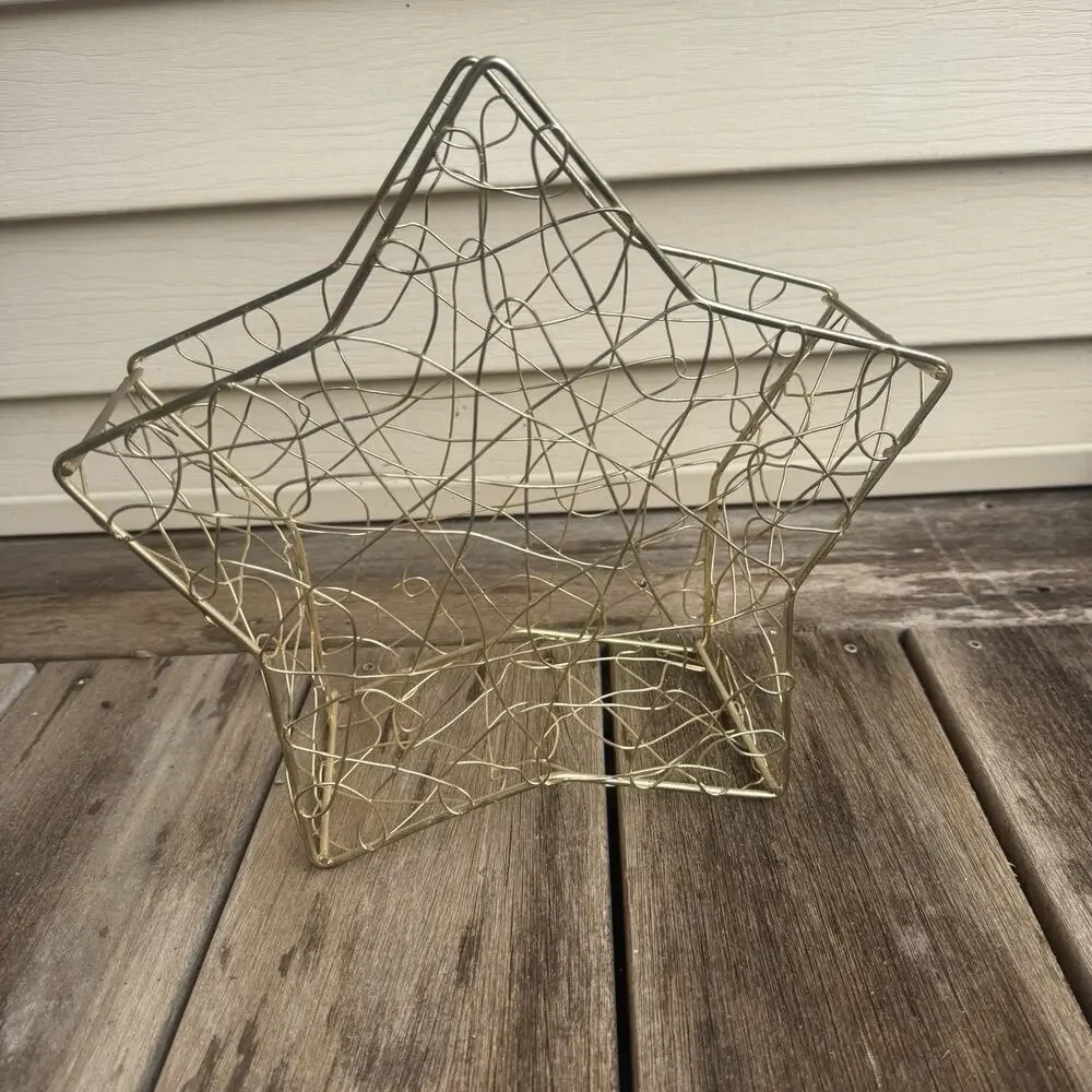 Gold Star Wire Whimsy Caged Basket Whimsygoth Celestial Decor